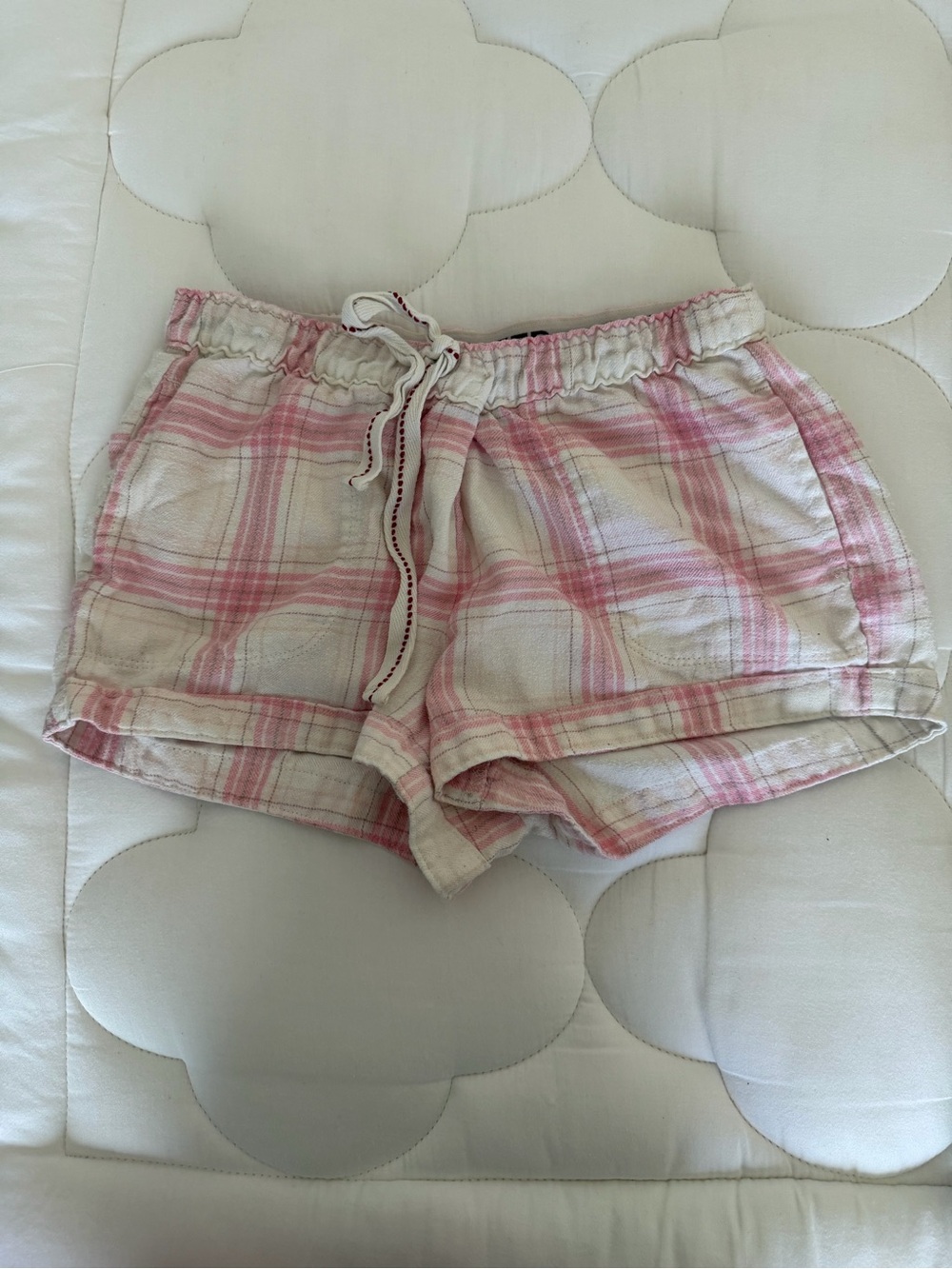 Hollister Pink & White Plaid Sleep Shorts